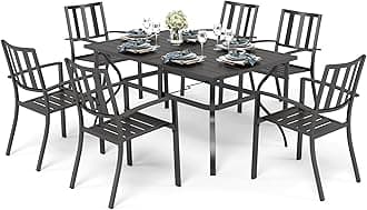 PHIVILLA Garden Furniture Garden Table and Chairs Set of 6 Patio Outdoor Garden Furniture Sets Metal Outdoor Bistro Garden Table and Chairs Set Weather-resistant