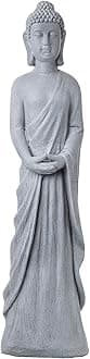 Alpine Corporation 32" Tall Cement Standing Buddha Outdoor Garden Statue, Gray