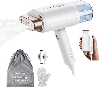 Newbealer Professional Business Travel Steamer, 1200W High-Power Dual Voltage (100-240V), Fast 20s Heat Up for Clothes Horizontal Vertical Steaming, Foldable & Solid 1.72 lbs, 180ml (Gold)