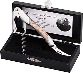 Laguiole By FlyingColors Wine Opener Sommelier Professional Waiter's Corkscrew, Wooden Gift Box. Sommelier Knife, Corkscrew, Foil Cutter, and Bottle Opener (Rubber wood)