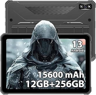 HOTWAV R7 Rugged Tablet Android 13, 15600mAh 10.1 Inch HD+ Waterproof Tablet, 12GB+256GB/(2TB TF) Outdoor Work Tablets, 16MP+16MP Camera Octa Core/Daul SIM 4G/IP68&IP69K/Face ID/GPS/OTG/Widevine L1