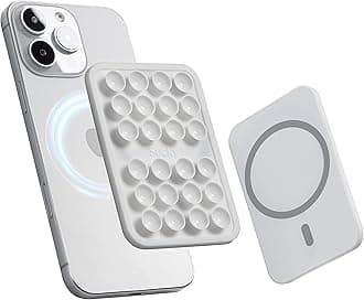 SUCKY Silicone Suction Phone Case Adhesive Mount - Anti-Slip Holder, Hands-Free Fidget Toy, Phone Accessory for iPhone and Android (Crystal White, Magnetic)