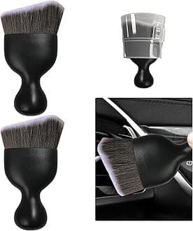 Ziciner 2 PCS Car Detailing Brush, Curved Soft Bristles Auto Removal Dust Collectors, Universal Vehicle Dashboard, Air Conditioner Vents etc Interior Cleaning Tool Accessories (Brown/White)