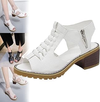 Libiyi Sandals, Libiyi Women's Comfy Orthotic Sandals, Libiyi Peep Toe Hollow Weave Fish Mouth Zipper Chunky Heel Sandals