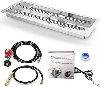 GRISUN Rectangular Stainless Steel Drop-in Fire Pit Kit