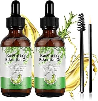 Rosemary Oil for Hair Growth, Rosemary Essential Oils for Hair Loss & Skin Care, Strengthens Hair, Nourishes Scalp, Light Weight, Non Greasy, Improves Scalp Circulation 2 * 60 ml for Unisex