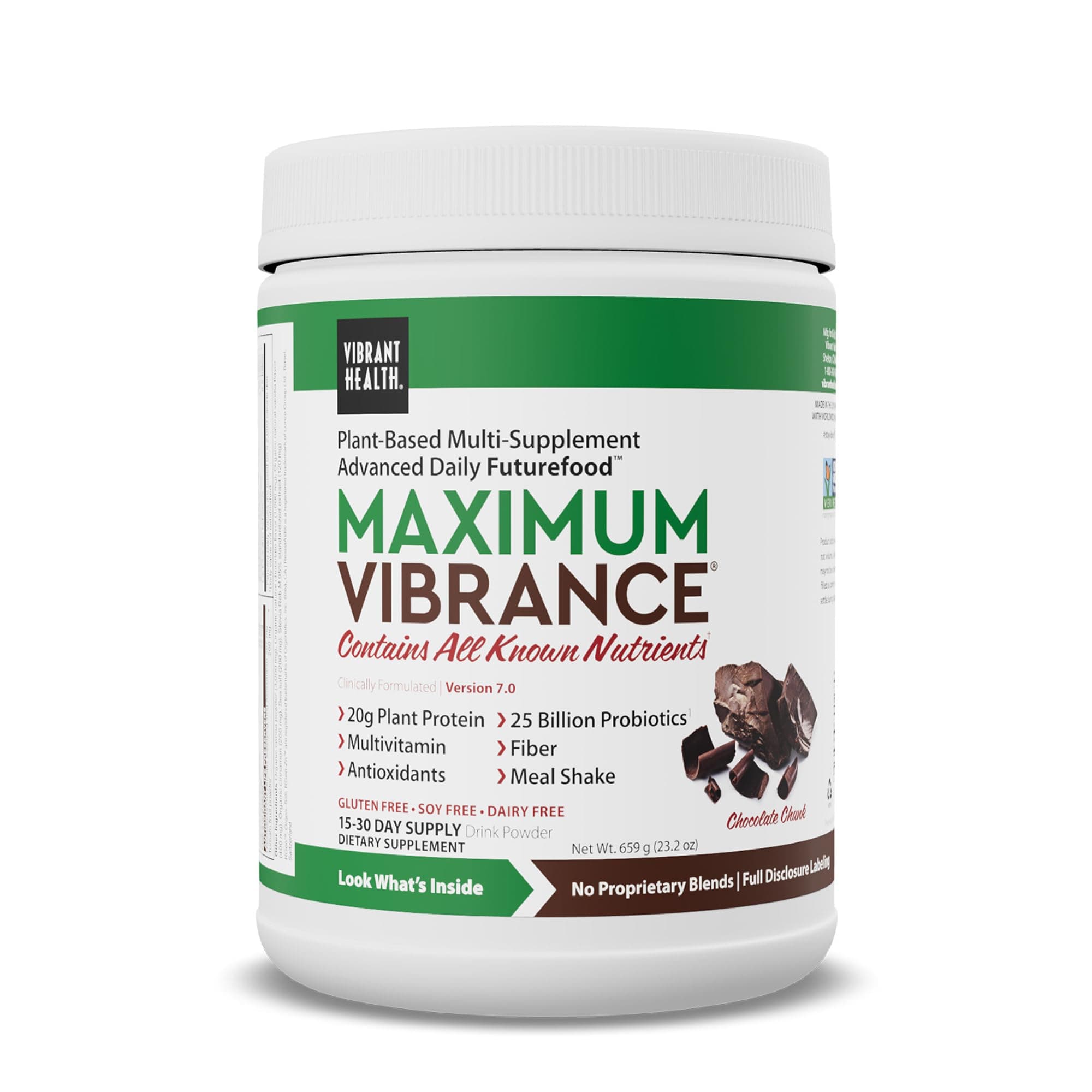Maximum Vibrance Chocolate, All in One Multi-Supplement Advanced Daily Futurefood, 15 servings