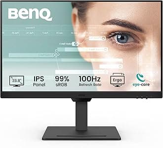 GW2490T Computer Monitor 24" 100Hz FHD 1920x1080p | IPS | Eye-Care Tech | Low Blue Light | Anti-Glare | Adaptive Brightness | Height and Tilt Adjustable | Built-in Speakers | DisplayPort | HDMI