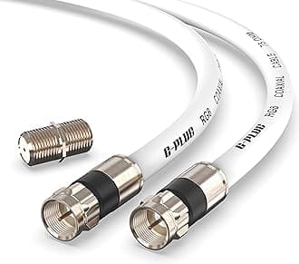 G-PLUG 150FT RG6 Coaxial Cable Connectors Set- High-Speed Internet, Broadband and Digital TV Aerial, Satellite Sky Cable Extension- Weather-Sealed Double Rubber O-Ring and Compression Connectors White