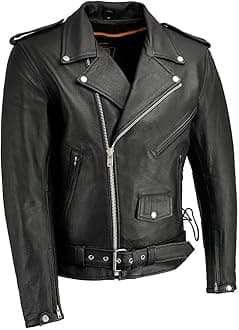 Milwaukee LeatherMen's Premium Classic Black Leather Motorcycle MC Style Rider Jacket