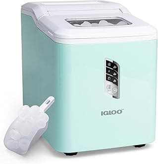 Igloo Automatic Ice Maker, Self-Cleaning, Countertop Size, 26 lbs in 24 Hours, 9 Large or Small Ice Cubes in 7 Minutes, LED Control Panel, Scoop Included, Great for Water Bottles, Mixed Drinks, Aqua
