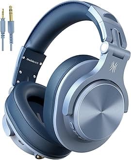 A70 Bluetooth Over Ear Headphones, Wireless Headphones w/ 72H Playtime, Hi-Res, 3.5mm/6.35mm Wired Audio Jack for Studio Monitor & Mixing DJ Guitar AMP, Computer Laptop PC Tablet - Sky Blue