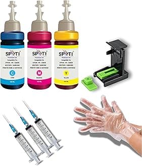 CMY Refill Kit with Suction Tool Combo Pack of High Yield Inkjet Cartridge Ink Refill Compatible for HP and Canon Cartridge Printers - 100ml Per Bottle (Cyan, Magenta, Yellow)