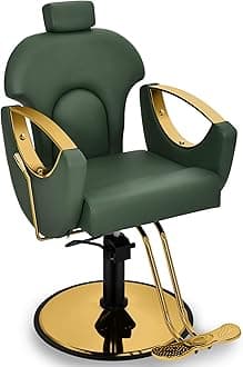 Dark Green Barber Chair for Home Barbershop, Reclining Hydraulic Hair Salon Armchair, 360°Rotation,135°Recline,Beauty Salon Hairstylist Styling Chairs