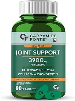 Carbamide Forte Glucosamine Tablets - Joint Support Supplement with Collagen & Glucosamine Chondroitin MSM | Joint Cartilage Support & Muscle Health | Joint Pain Tablets - 90