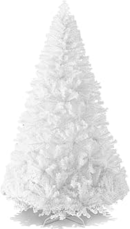 Artificial Christmas Tree, White 6ft Premium Pine Unlit Holiday Decoration, Full Size Décor Easy Assembly w/Metal Stand