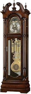 Howard Miller Edinburg Grandfather Clock, Wood Finish Gadroon Molding Glass with Swan-Neck Pediment & Golden Pendulum, Triple-Chime Movement Perfect for Home Decor, Living Room & Office