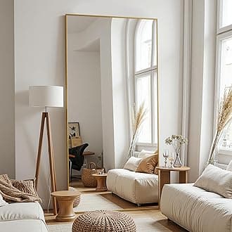 Antok Mirror Full Length, 76"x34" Big Floor Mirror, Oversized Full Body Mirrors with Stand for Bedroom, Living Room Cloakroom, Gold, Rect Corner Style