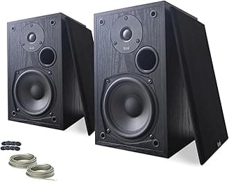Audio Express Koe’ B102 – 100 Watt Home Theater, Passive Bookshelf Speakers (Pair) Hi-Res Audio, Excellent Response, HiFi, Satellites, includes SPL/Freq Graph, Wall-Mountable, Black