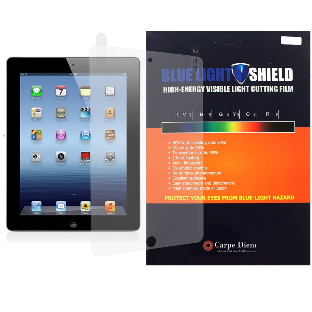 [Blue Light Shield] 3H Hard Coating Eye Eyesight UV Screen Protector Filter Film for Apple iPad 2 3 4
