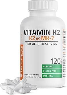 Bronson Vitamin K2 as MK-7 Menaquinone 100 mcg Non-GMO, 120 Capsules