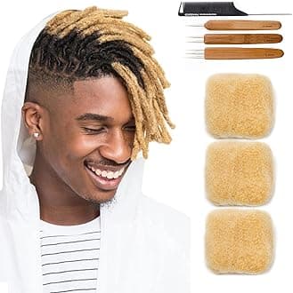 Tight Afro Kinky Bulk 100％ Human Hair for Draedlock Extensions, Repair Locs, Twists and Braids - 16 Inch, #613 (16 Inch (Pack of 3), #613 - Blonde)
