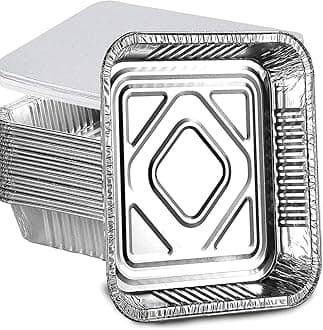 HOMESmith 10 Pack Aluminium Foil Trays with Lids Containers Strong and Large Tin Foil Food Take Away Container Disposable Food Take Out Box with Lid|3 Litre |, Silver