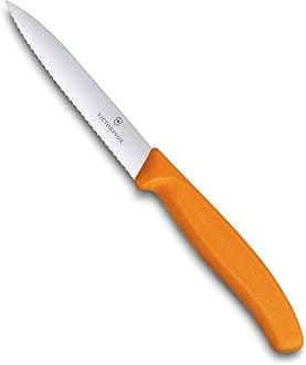 6.7736.L9 Swiss Classic Paring Knife for Cutting and Preparing Fruit and Vegetables Serrated Blade in Orange 3.9 inches