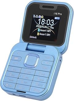 2G Mini Flip Mobile Phone, Foldable Cell Phone 2 SIM Card Slots, 1.77 Small Display, Unlocked Flip Phone Supports FM Radio, Quick Dial, Vibration (Blue)