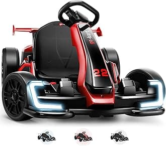 HikoleElectric Go Kart for Kids, 24V Drift Cart with Adjustable Seat, 3 Speed Mode, Fast 300W Motor, 8.5 MPH, EVA Tires, for Kids 6-12 Years Old, Red