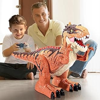 TEMI Remote Control Dinosaur Toy with Water Mist Spray for Kids, Electric Realistic RC T-rex with Light Sounds, Stunt Tyrannosaurus Kids Gift Boys and Girls 3 4 5 6 7 Years