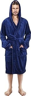NY Threads Mens Dressing Gowns Fleece Fluffy Hooded Bathrobe Men Warm Luxury Housecoat and Nightgown