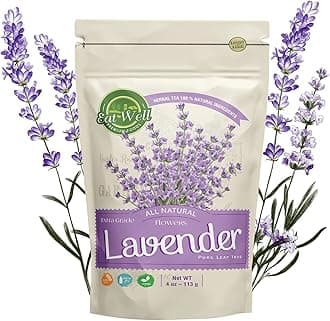 EAT WELL PREMIUM FOODS Lavender Flowers | 4 oz Reseable Bag,Bulk | Dried Culinary Lavender Buds, Herbal Tea | Relaxing,Sleep | Aromatherapy, Crafts Potpourri,Home Fragrance