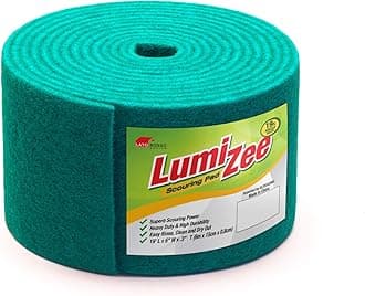 Green Scrubbing Pad Roll 19ft Economy Size Medium Duty Abrasive Scrub Sponge Scouring Pads 19ft x 6in x 0.3in (6m x 15cm x 8mm) Scrubby Tough Stains Cleaning Pans Dishes Stoves Bathroom Sinks Grills