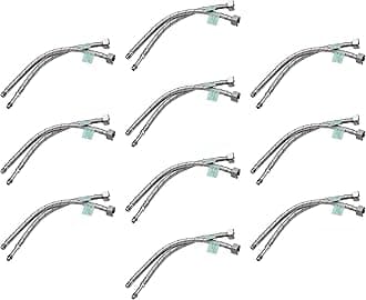 20 (10 Pairs) x M10 x 1/2 BSP (300mm) Flexible Tap Connectors | Kitchen Sink/Bathroom Basin Monobloc Mixer Flexi Pipes Tails (Short Male End)