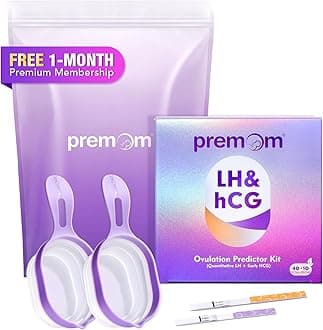 Premom Quantitative Ovulation & Pregnancy Test Kit: 40 LH Strips + 10 HCG Strips + 2 Reusable Urine Cups | at-Home Fertility Test for Women | Smart Digital Ovulation Reader App