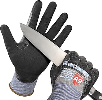 Schwer ANSI A9 Cut/Abrasion Resistant Gloves for Heavy Duty Work, 18 Gauge 3/4 Double Dipped Nitrile Coating for Construction, Gardening, Water & Oil Proof, Anti Slip, Touch Screen, PM3202, Black, M