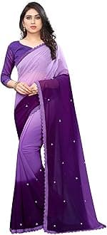 ANY DESIGNERWomen's Georgette Saree With Unstiched Blouse Piece