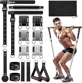 Pilates Bar Kit with Resistance Bands,Pilates Bar with Stackable Bands Workout Equipment for Legs,Hip,Waist and Arm,Exercise Fitness Equipment for Women & Men Home Gym Yoga Pilates