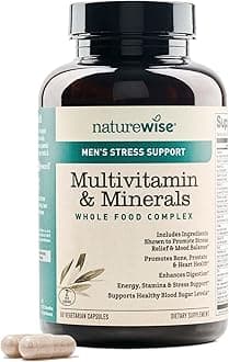 NatureWise Multivitamin for Men + Stress Support + Fulvic Ionic Minerals + Probiotics for Immunity, Male Health, Digestion + Whole Organic Foods - Vegetarian, Non-GMO - 60 Capsules[1-Month Supply]