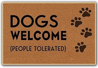 Assaoy Funny Doormat,Dogs Welcome People Tolerated Doormat for Home Decor Funny Mats with Anti-Slip Rubber Back Kitchen Rugs Personalized Doormat for Entrance Way 30 in*18 in