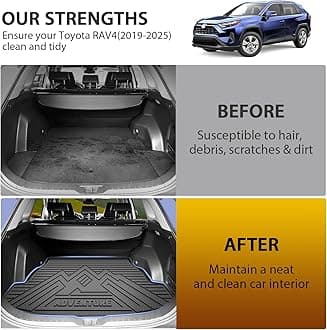 Powerty Trunk Mat for Toyota RAV4 2019-2025 Accessories(Include Hybrid&Gasoline), All Weather Cargo Mat TPE Cargo Liner Replacement for Rav4 Rear Trunk Liner,Black