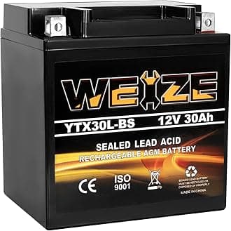Weize YTX30L-BS Battery Replacement Yuasa YIX30L Motorcycle Battery - Factory Sealed - Maintenance Free - High Performance ETX30L BS For Harley Davidson Polaris Sportsman