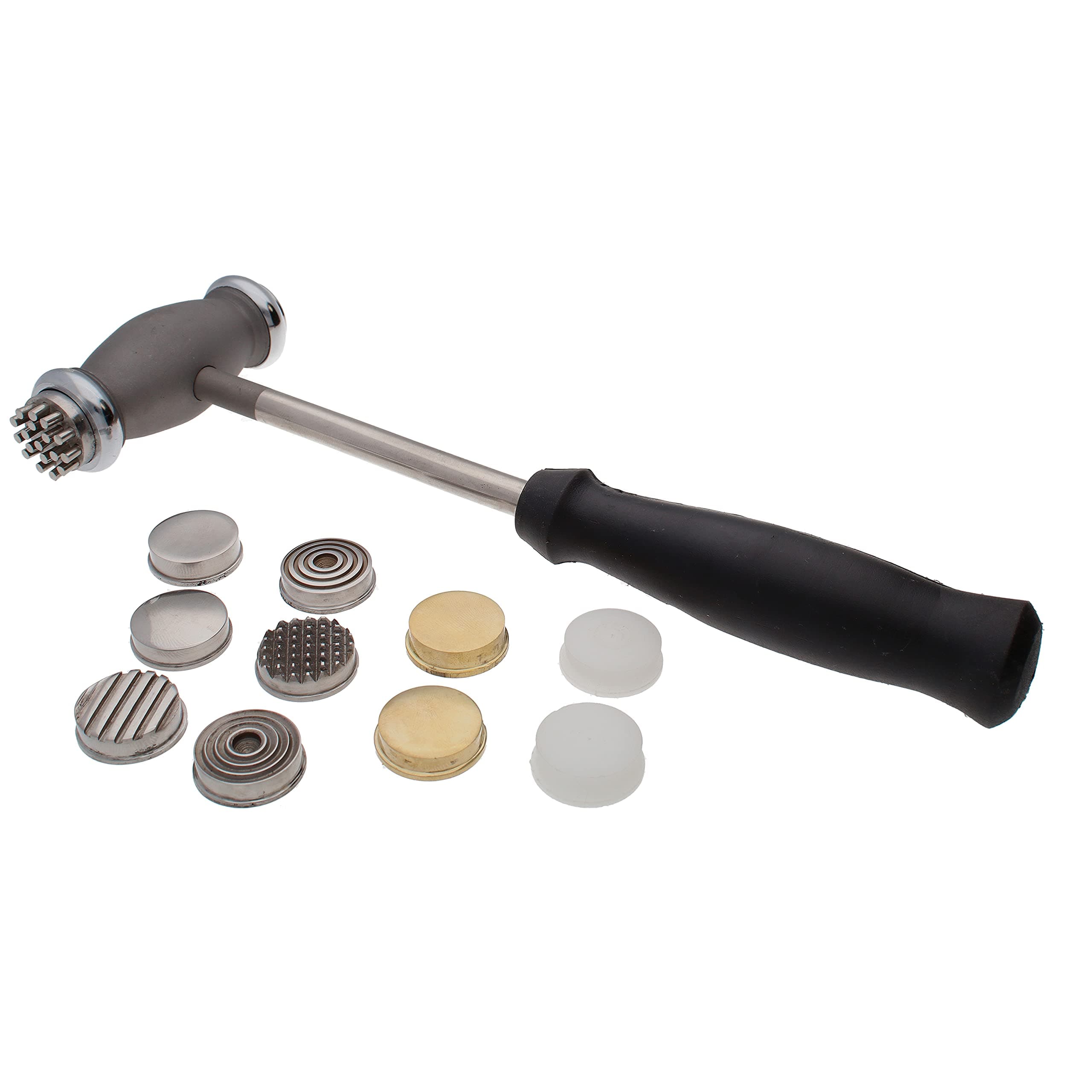 Interchangeable Texture Hammer - Metal Elements - 9.5 inches, 75mm, 13.4oz Steel Head with Twelve 23mm Faces - Texturing Tool Used to Add Patterns & Dimension to Metalwork