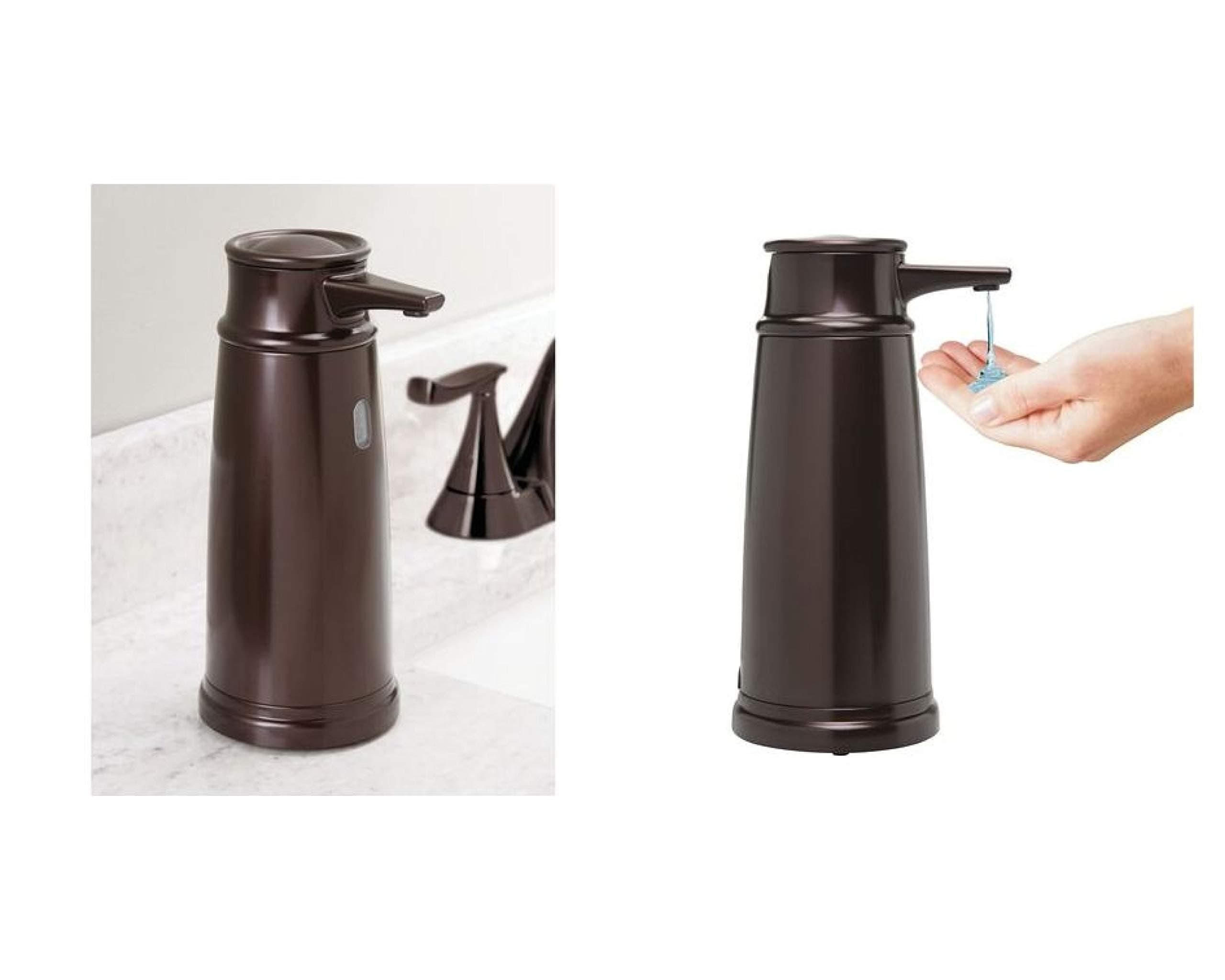 InterDesign 79041 Euro Hands Free & Touchless Automatic Liquid Soap Dispenser Pump with Motion Sensor for Kitchen and Bathroom - Bronze