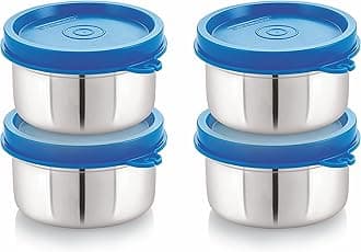 STEELLOCK Flex Stainless Steel Containers Size Deep 500ml x 4 (Blue)