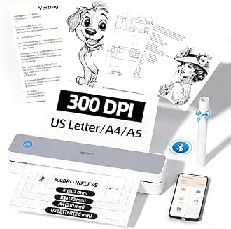 Portable Thermal Printer,Wireless Bluetooth Inkless Printer for Travel Support 8.5" X 11" US Letter& A4&A5 Thermal Paper, Compatible with Android and iOS Phone&Laptop