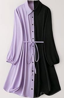 Leriya Fashion Women's Colorblock Shirt Dress | Long Sleeve Belted Tunic | Stylish Casual Wear