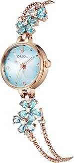 ORSGA Fleur Bracelet Watch for Women Dial Flower Chain Watches Analog Ladies Latest Stylish Diamond Wrist Gift Anniversary Birthday
