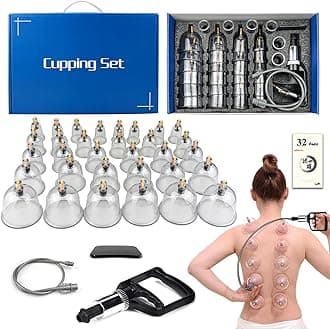 DEFUNX Cupping Therapy Set,32 Therapy Cups Cupping Set with Pump, Professional Chinese Acupoint Cupping Therapy Sets Hijama for Cupping Massage, Muscle&Joints